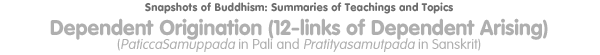 Dependent Origination (12-links of Dependent Arising) - (PaticcaSamuppada in Pali and Pratityasamutpada in Sanskrit) 